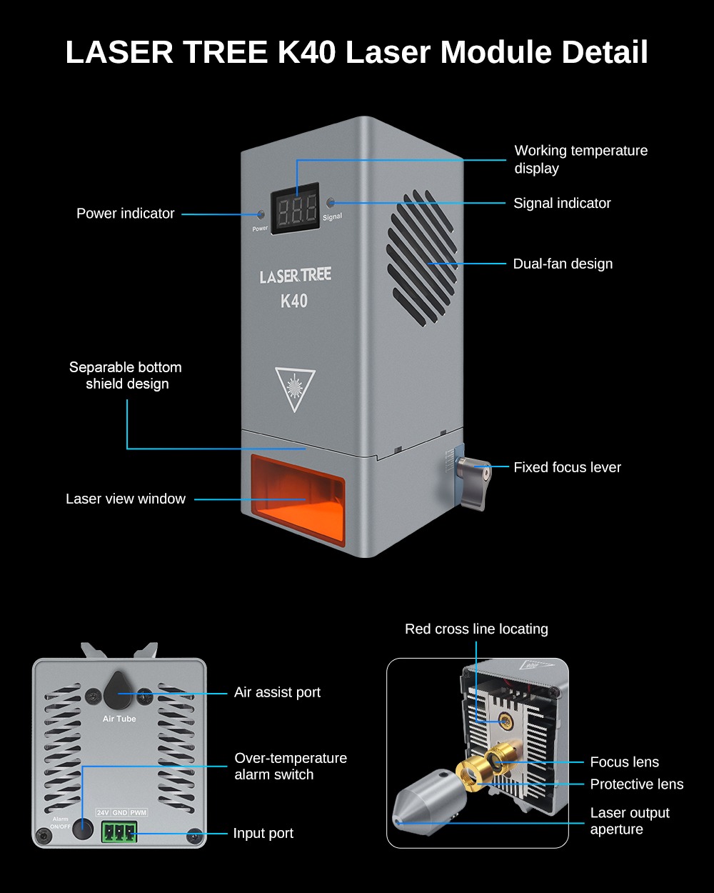وحدة ليزر زرقاء K40 بقوة 44 وا - مراجعة Diode Laser Module وسعره