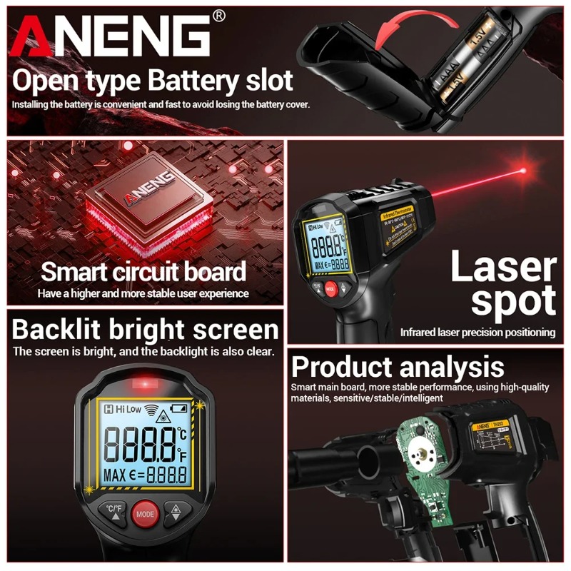 ANENG TH202 موازين الحرارة الص - مراجعة Industrial Infrared Laser وسعره
